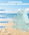 Extra Wide Beach Chair With 5 Position Lay Flat Recline Built Tough For Adults, Heavy Duty 500 Lb Capacity, chair positions