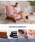 Two In One Living Room Chair With Frame And Removable Cover, Three Position Backrest, Upholstered Accent Chair, Pink in use