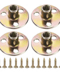 Hella Tough 4 Piece M8 Tee Nuts Zinc Plated Steel Panel Fasteners With Screws displayed in a set with three hole round bases.