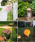 Adjustable 32 Inch Shepherds Hooks For Outdoor Garden Decor Hanging Lanterns Plants Bird Feeders Solar Lights Mason Jars Wreaths And Wedding Aisle Displays 2 Pack shown in garden and wedding settings