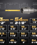 DAIMIT 19-piece TCT hole saw kit with 1/2in–2-1/8in carbide hole saws, detachable pilot bits, and L-wrenches