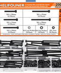 M4 Hex Socket Head Cap Screws Kit with Nuts, Washers, Black Oxide Finish, 200 pcs in multiple sizes, 12.9 Grade Alloy Steel by HELIFOUNER