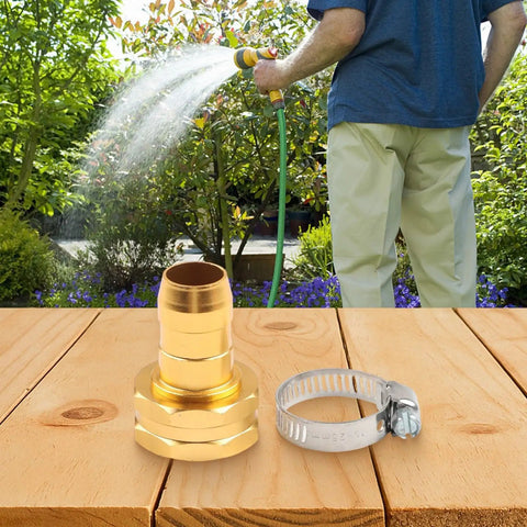 Heavy Duty Aluminum Garden Hose Mender Repair Kit With 3/4 Inch Us Thread Male Female Fitting And Stainless Steel Clamp For Sprayer Leak Fix And End Replacement No Tools Needed Just Twist And Go, brass hose fitting and clamp on table