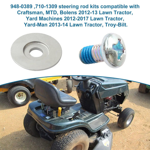 Steering Rod Cap Washer And Screw Replacement Kit For MTD Craftsman Yard Machines Yard Man Troy Bilt Lawn Tractors Fits 2012 To 2017 Models 9480389 7101309, steel washer and screw