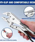 2-Piece Locking Pliers Set With 6.5 Inch Long Nose And 10 Inch Curved Jaw For Boss Grip, CR-MO Steel Construction And Adjustable Screw