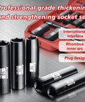 Half-Inch Drive Impact Socket Set, 18-Piece, 6-Point Metric, Deep Sockets From 10mm To 24mm, Cr-V Steel With Corrosion-Resistant Finish