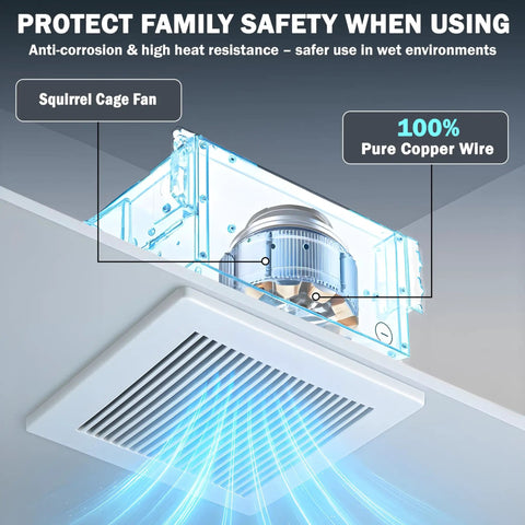 Beefed Up Motor Assembly For Bathroom Exhaust Fans Delivers 110 CFM At Four Point Zero Sones Easy Replacement Eight By Eight And A Quarter Housing Fits HD80L 678 679 763 DX50L Series 678 G 679 E 2678F A Boosts Airflow Up To Sixty Percent installed with airflow illustration