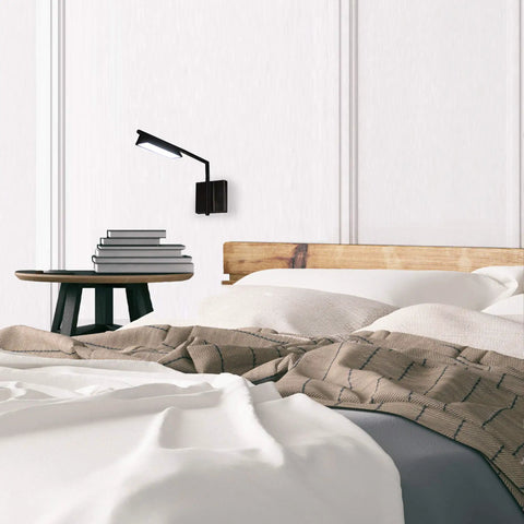 Bedside Display Light With Rotating Arm, No Fuss Dimmable Fingertip Touch Switch, Wall Mount Headboard Lamp In Brushed Nickel