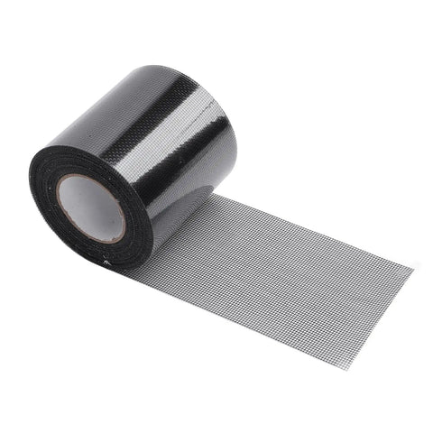 Self Adhesive Window Screen Repair Patch For Home And Outdoors, roll of durable black mesh tape for fixing torn screens, no glue.