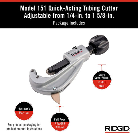 Fast Acting Tubing Cutter 1/4 To 1-5/8 Inch For Copper, Brass, Aluminum And Plastic Tubing With Ergonomic XCEL Knob And I Beam Construction