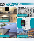 Built Tough Adjustable Voltage Protector For 110V Circuits Auto Reset Smart Breaker shown in various application settings.