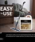 Oil Wood Floor Cleaner And Rejuvenator For Oiled Finishes with mop and spray bottle in living room scene