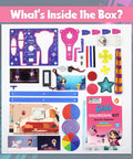 Over 100 STEM Projects Kit For Girls Ages 8 To 12 with engineering components and colorful pieces shown in box layout