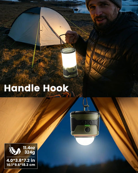 Ultimate Super Bright Rechargeable Camping Lantern Flashlight With Built In Power Bank And Seven Lighting Modes in tent