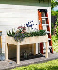 Raised Garden Bed With Legs 48x24x30in Wood Planter Box With Bed Liner For Herbs Flowers Vegetables 300lb Capacity