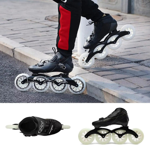 Carbon Fiber Inline Speed Skates 3x110mm With ABEC-9 Bearings Lightweight PU Wheels For Outdoor Fitness And Street Racing Unisex Men Women For Everyday Commutes And Weekend Sessions