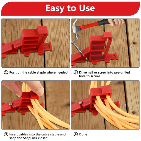 Step-by-step guide using Goouu 40 Pcs Multi Cable Staples For Securing Low Voltage Wires for cable installation.