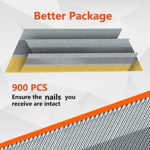 15 Gauge Angled Finish Nails 34 Degree Galvanized Set 900 Pack For Pneumatic Or Electric Nailer Assorted Sizes Display