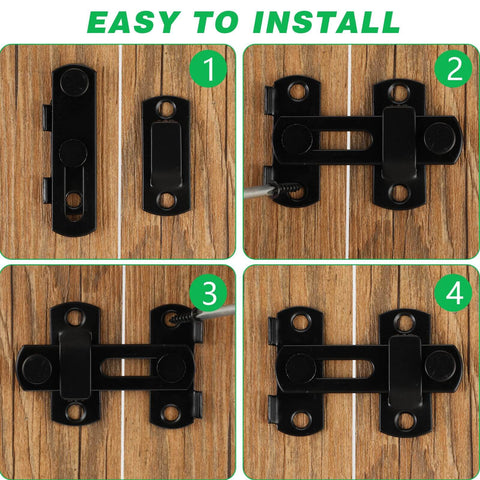 4 Pcs Barn Door Lock Sets With 180 Degree Flip Sliding Latches showing easy installation on wooden door