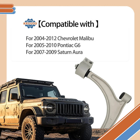 Beefed Up Front Lower Control Arm Suspension Kit With Ball Joints And Tie Rod Ends For 2004-2012 Chevrolet Malibu, 2005-2010 Pontiac G6, 2007-2009 Saturn Aura - 8-Piece Replacement, silver control arm image