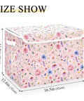 Heavy Duty Foldable Storage Bin With Secure Flip Top Lid And Collapsible Build For Bedroom Essentials, 16.5x12.6x11.8 inch in floral pattern.