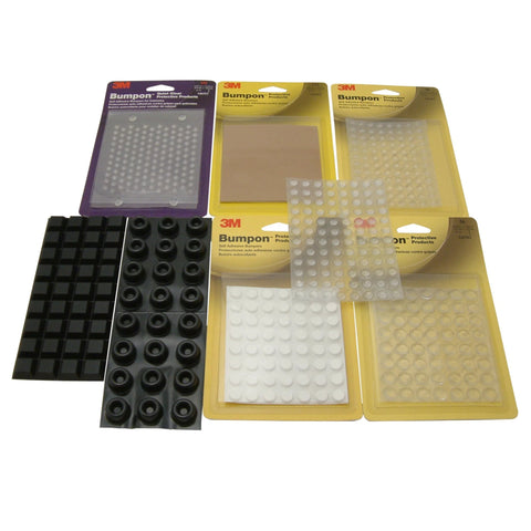 Assorted 3M Scotch SJ5201 Series Bumpons Self-Adhesive Bumpers, various sizes and colors for furniture protection and spacing