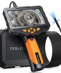 Dope Triple Lens Borescope Camera 16.5ft With 5 Inch IPS Screen And 234 Degree Field Of View For Automotive Home Wall And Pipe Inspection One Button Toggle Between Front And Side Views Durable Waterproof Probe For Mechanics, 5-inch IPS screen and probe on case