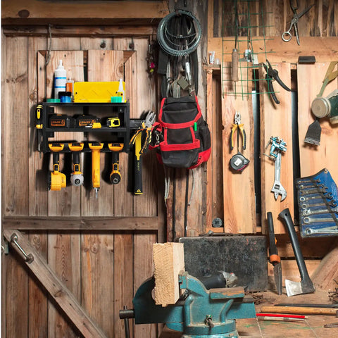 Heavy Duty 3 Layer Power Tool Organizer Wall Mount Rack For Cordless Drills And Tools 2 Pack Garage Storage Shelf with tools