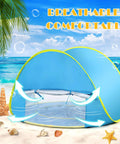 Two In One Beach Tent With Pool For Infants And Toddlers, Pop Up Sun Shelter With UPF 50 Plus UV Protection on beach with shells