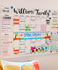 Detailed family calendar with handwritten notes on a whiteboard, showing colorful organization for March. Dry Erase Whiteboard Cleaner Spray 22oz Eliminates Ghosting And Streaks Easy Wipe No Hassle For Office Classroom School Meeting Rooms Calendar Planning And Organization.