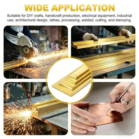 Solid Brass Flat Bar 500mm Long With 2mm Thickness And 5mm To 40mm Width Range, One Piece, Heavy Duty Metal Stock for DIY use.