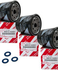 Oil Filter Kit 90915-YZZD1 With 90430-12031 Drain Plug Gasket 3 Pack For Toyota Vehicles shown with boxes and gaskets