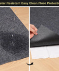 Waterproof felt surface of 3 ft round rug pad, showing no slip underlay for hardwood floors, 1/8 inch thick, safe for all finishes.
