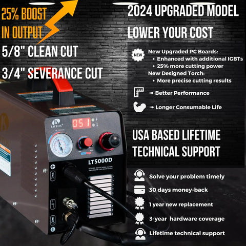 2024 Upgraded Dual Voltage 50A Plasma Cutter With Five Eighths Inch Clean Cut And Three Quarters Inch Severance Cut, 16mm And 20mm Capacity, Heavy Duty Metal Cutting Machine For Home Shop, 120V Or 240V