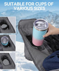 Close-up of cup holder in Two Person Padded Camping Chair For Outdoor Lounging, Heavy Duty Oversized Camping Loveseat, Gray
