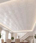 Elegant room with Economy PVC 2x2 Lay In Ceiling Tiles White Drop Ceiling Panels, covering 40 sq ft, easy DIY install
