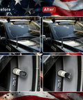 Flag Truck Bullet Antenna With Tire Valve Caps Universal Fit For Dodge Ram GMC Sierra Chevy Silverado 1500 2500 3500 HD Ford F Series F150 F250 F350 Super Duty Raptor Bronco Accessories Black shown on truck.