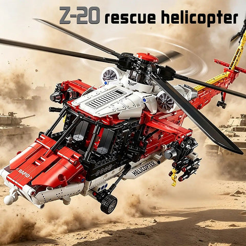 Rescue Helicopter Building Block Set With 1528 Pieces And Motorized Rotors Realistic Gear System Transport Copter Toy