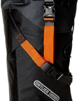 Waterproof Bike Seat Pack Large 8 To 16 Liter Roll Top Saddle Bag with Reflective 3M Strips, side view showing orange strap