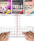 Left Chest Logo Placement Tool For T Shirts, Vinyl Alignment Ruler For HTV And Embroidery, hands positioning on ruler grid