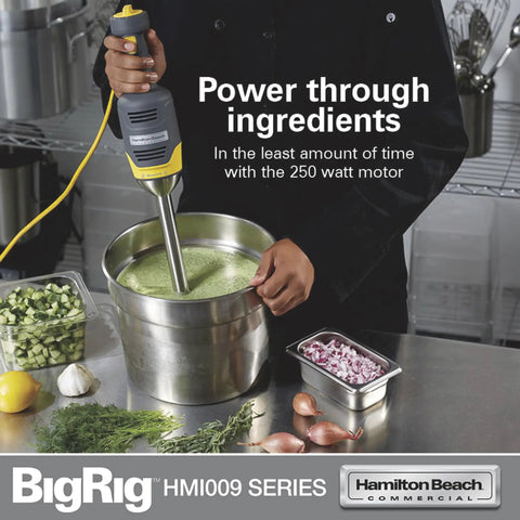 Built Different Compact Immersion Blender With 9 Inch Shaft Killer 250 Watt Motor For Silky Purees Variable Speed Hand Blender Nsf Certified No Fuss Cleaning For Hot Soup Up To 3 Gallons in use blending a soup.