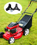 Honda Lawn Mower Handle Knob Replacement Kit with wing nut bolts and triangle grip screws beside red lawn mower on grass