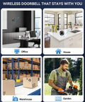 Ultra Long Range 1300 Feet Wireless Doorbell With RGB Alarm Lighting, Battery Powered, IP66 Waterproof, 60 Plus Chimes, 5 Level Volume, Portable Receiver For Home Office Classroom And Business, 4.5 Year Battery Life. office kitchen warehouse and garden use