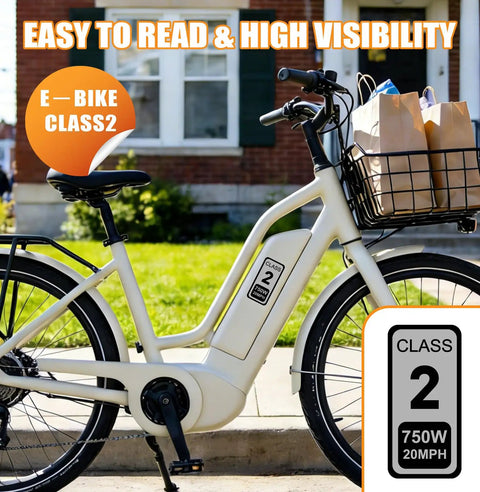 Ten Pack Class 2 Ebike Stickers Waterproof Identification Decals For Electric Bike Frame And Battery Easy To Spot 750W And 20 MPH Classification Badges For Ebike Safety And Quick Identification