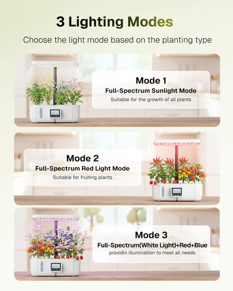 Indoor Hydroponics Growing System With 12 Pod Germination Kit And LED Grow Light LCD Touch Panel Quiet Automatic Operation Water Circulation And Height Adjustable Design For Easy Lettuce And Veggie Harvest