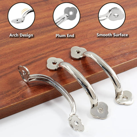 12 Pcs 4 Inch Modern Silver Plum Blossom Box Pull Handles Zinc Alloy With Screws For Drawers Cabinets Wardrobes Hole To Hole 3.2 Inches