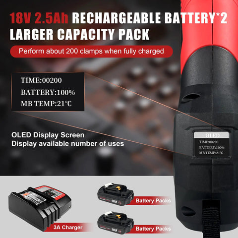 Get Your Hands On This Awesome Mini Copper Press Tool With Battery Powered Cordless Design Featuring Three Jaws For Half Inch And Three Quarter And One Inch Pipes It Is Lightweight Plus Portable Making Plumbing Jobs A Snap With Quick Reliable Crimps. Battery details and OLED display for performance tracking.