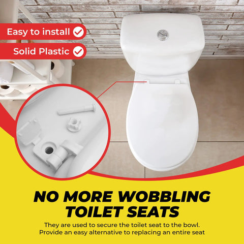 White Plastic Toilet Seat Hinge Replacement With Bolts And Nuts Durable Construction Easy Install For A No Fuss Upgrade