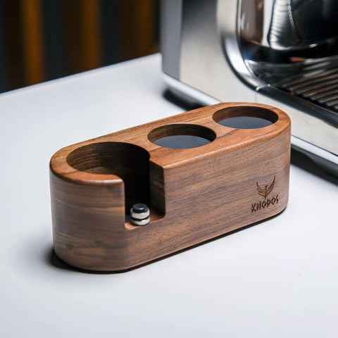 58mm Espresso Tamper Station With Rosewood Finish All In One Coffee Bar Organizer for tamper distributor portafilter holder