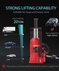 Red SPECSTAR 20-ton pneumatic bottle jack with manual pump for auto repair
